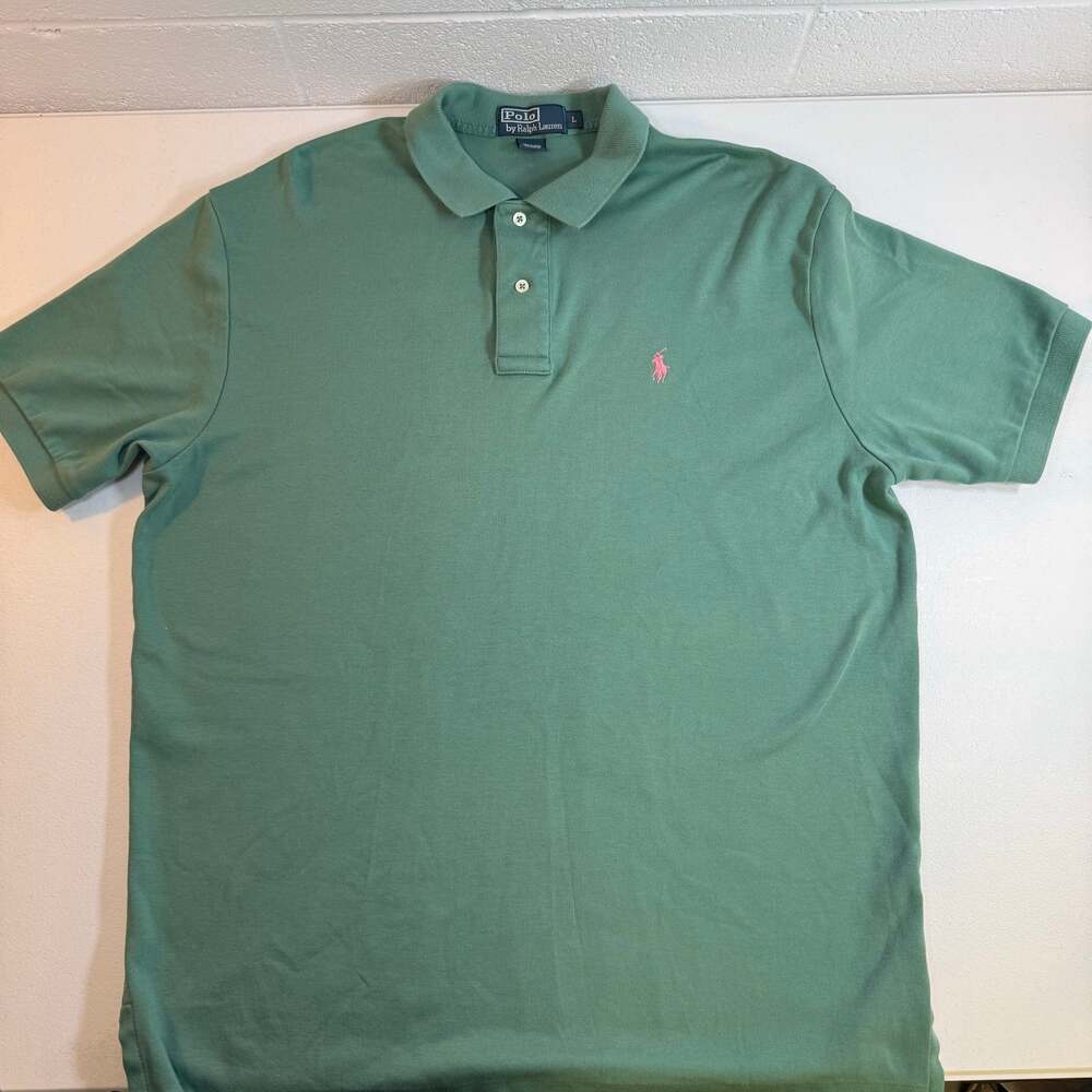 Polo Ralph Lauren Men’s Large Green Golf Polo Shirt 100% Cotton Classic